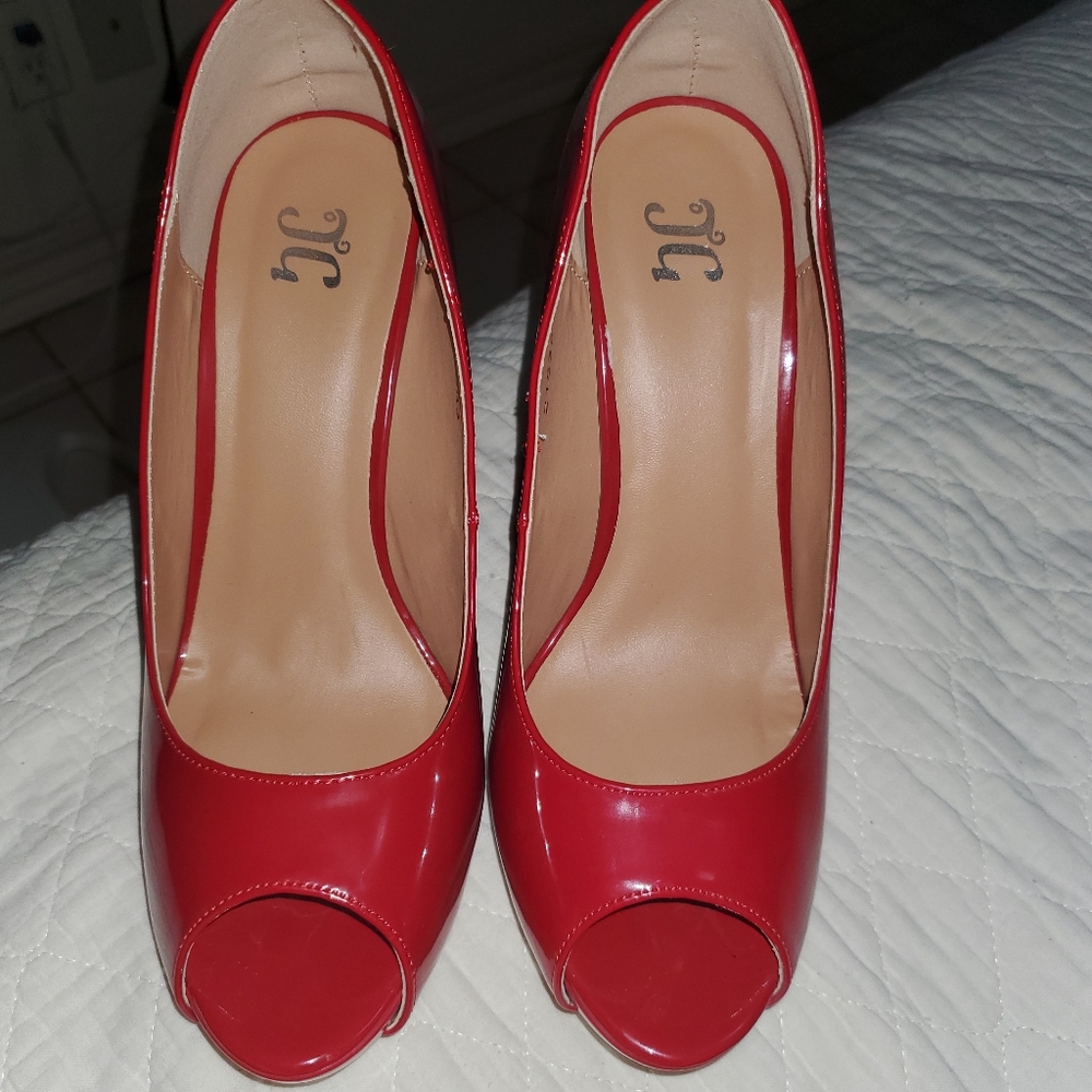 Red 5inch patent heel